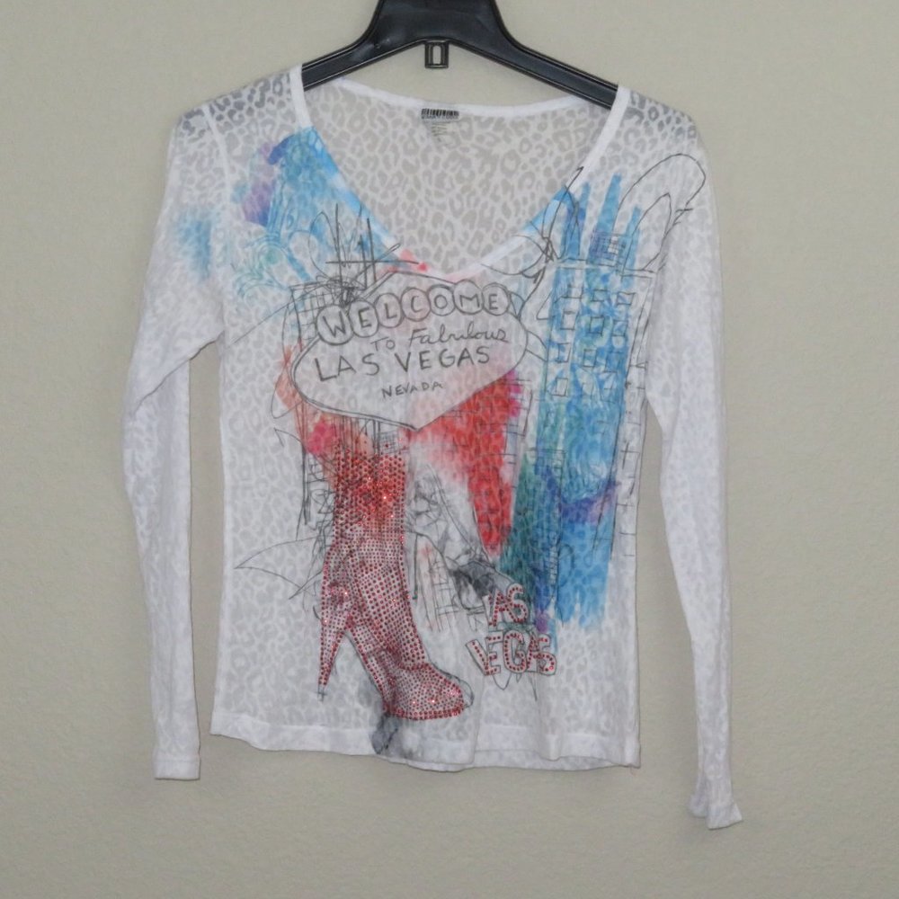 Wear Code White Sheer Long Sleeve "Welcome to LV"